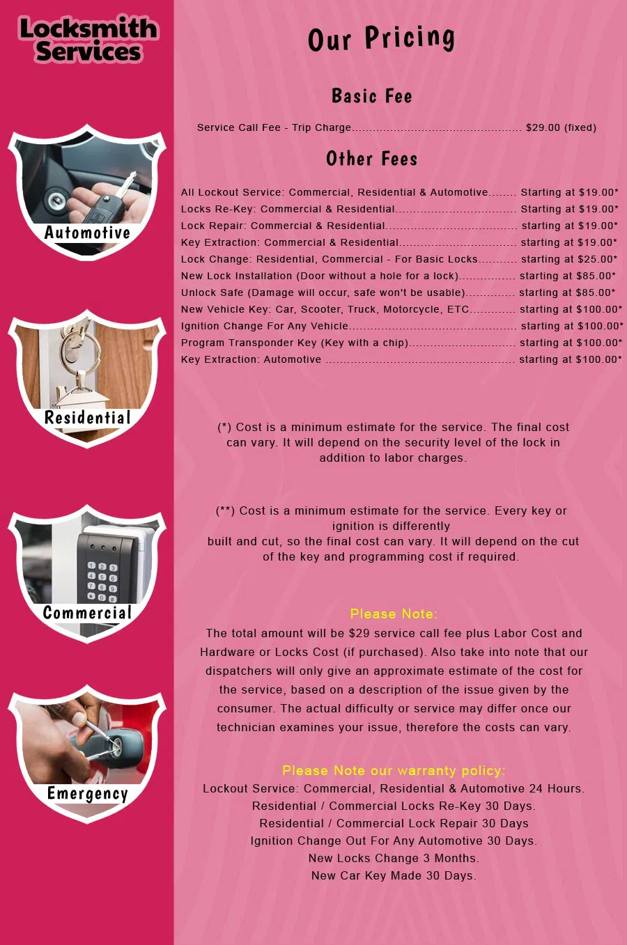 Summit NJ Locksmith Store Summit, NJ 908-325-3553 - price-list-c-18